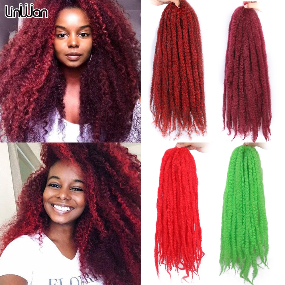 Linwan 18 Inch ռ  Braiding  ͽټ Soft Kinky Twist Crochet Hair  긣 ο   Afro Curl 100g